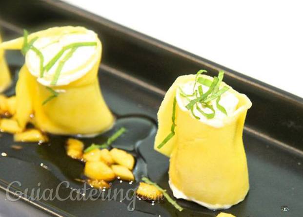 Maquis de mango con mascarpone y soja