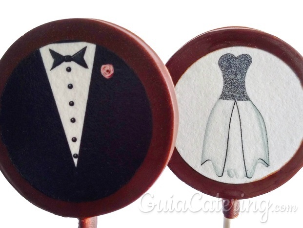 Piruletas de chocolate personalizadas con tu foto para el día de tu boda